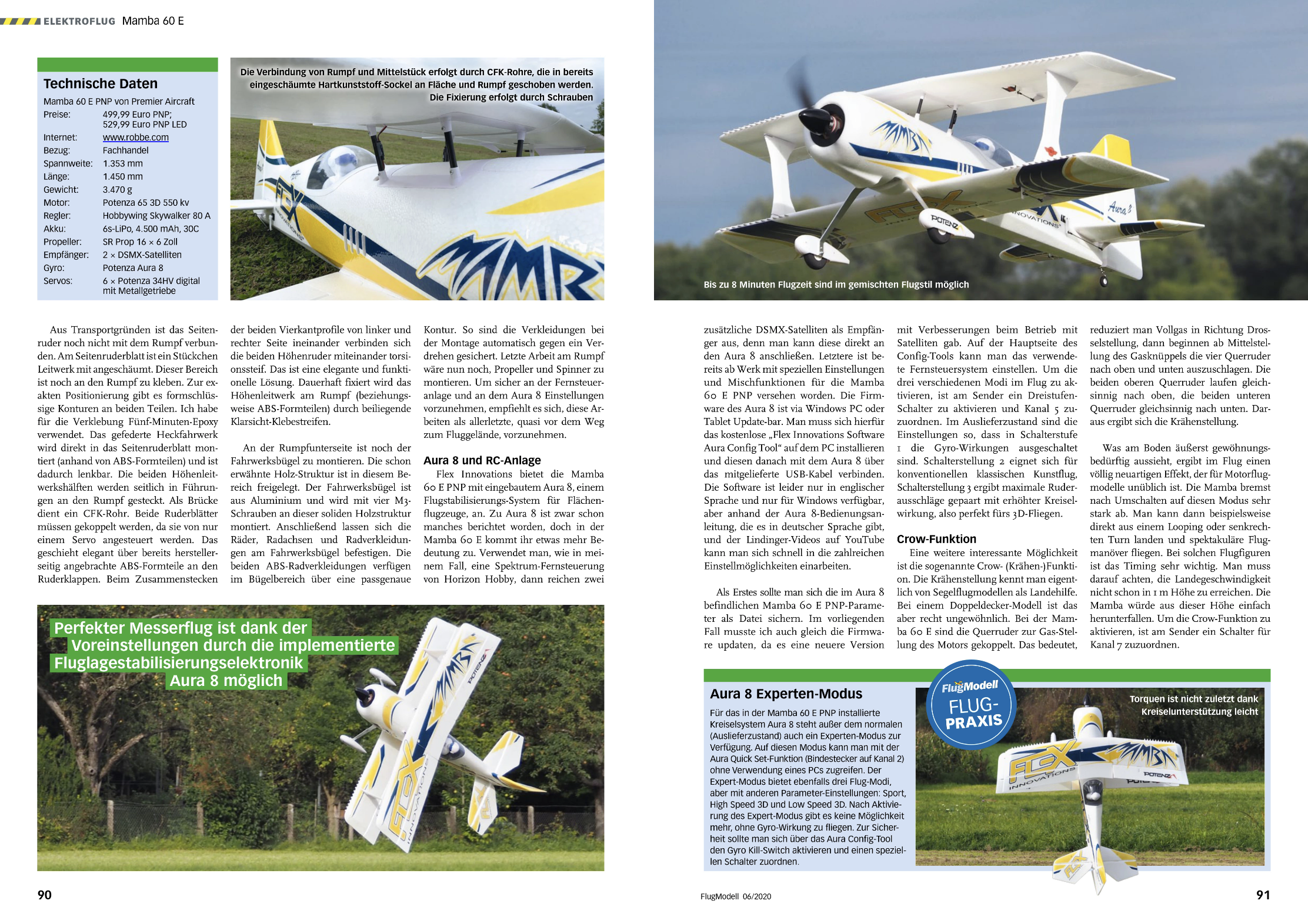 Artikel in FlugModell 06 / 2020 Mamba 60E von Lindinger Seite 2