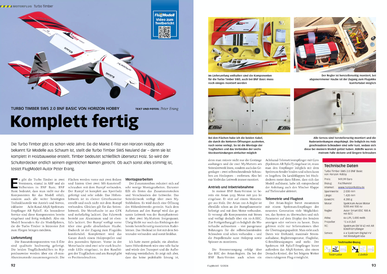 Artikel in FlugModell  12 / 2024  Turbo Timber Seite 1