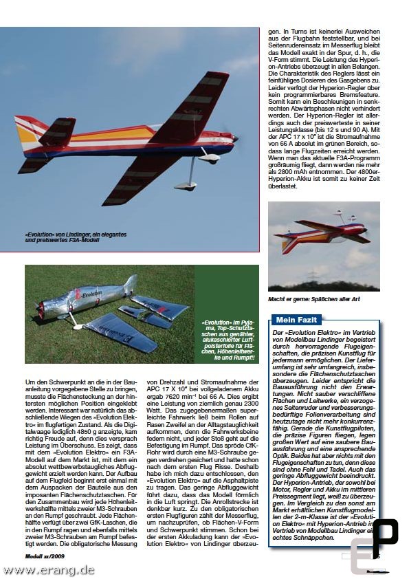 Artikel in Modell 05 / 2009 Evolution elektro Seite 4